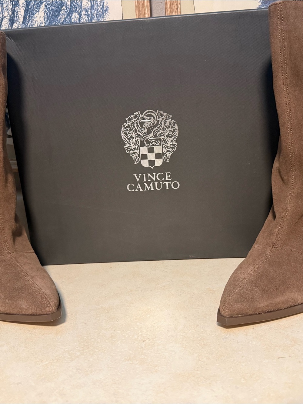 Vince Camuto Brown Suede Pointed-Toe Ankle Boots